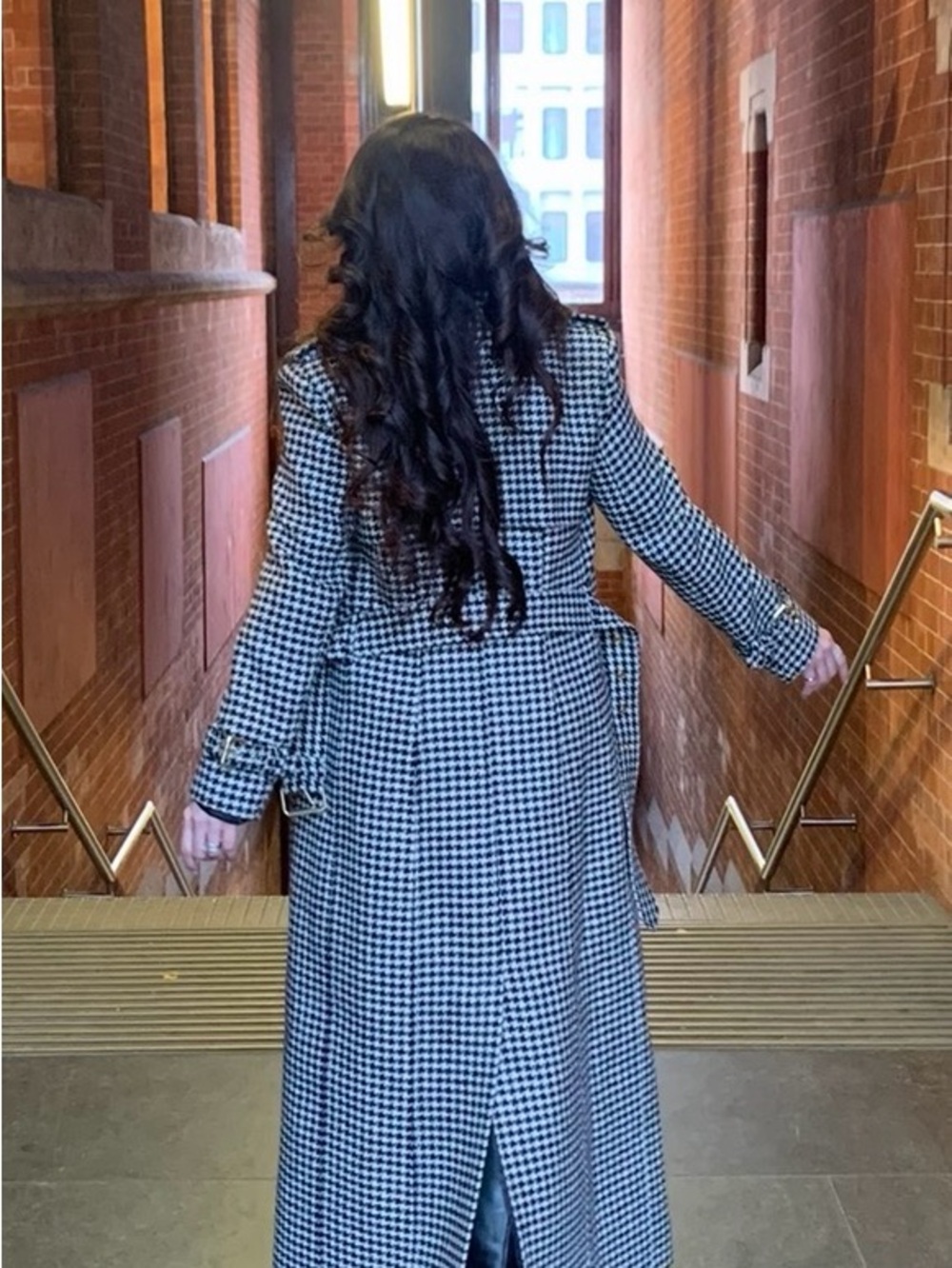 Holland Cooper Houndstooth Marlborough Trench Coat - Black & White - Picture 3 of 5